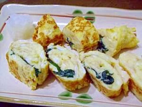 ふわふわ・薄味！青ジソ巻きの出し巻き卵　おろし添え